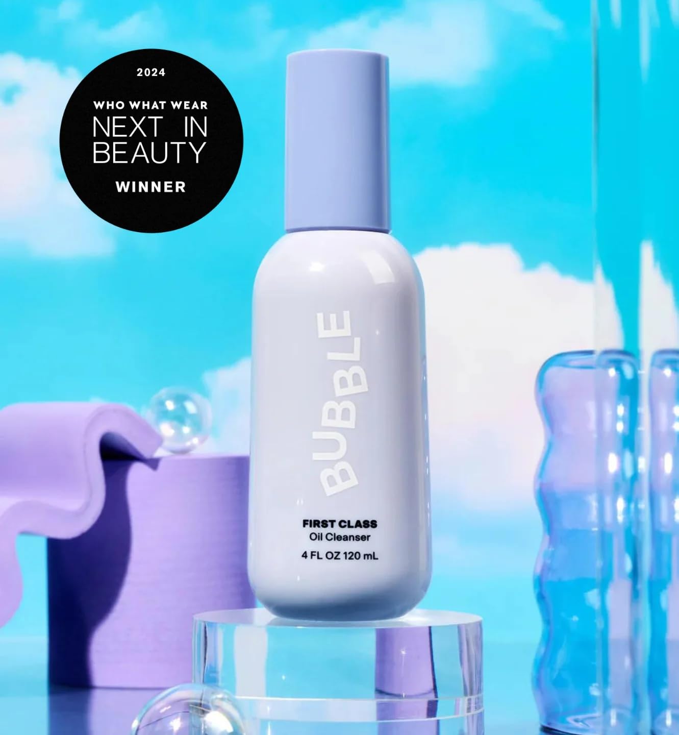 Bubble Skincare First Class Face Oil Cleanser - Facial Cleansing Oil + Makeup Remover Enriched with Rosehip Seed Oil + Sunflower Seed Oil to Nourish +