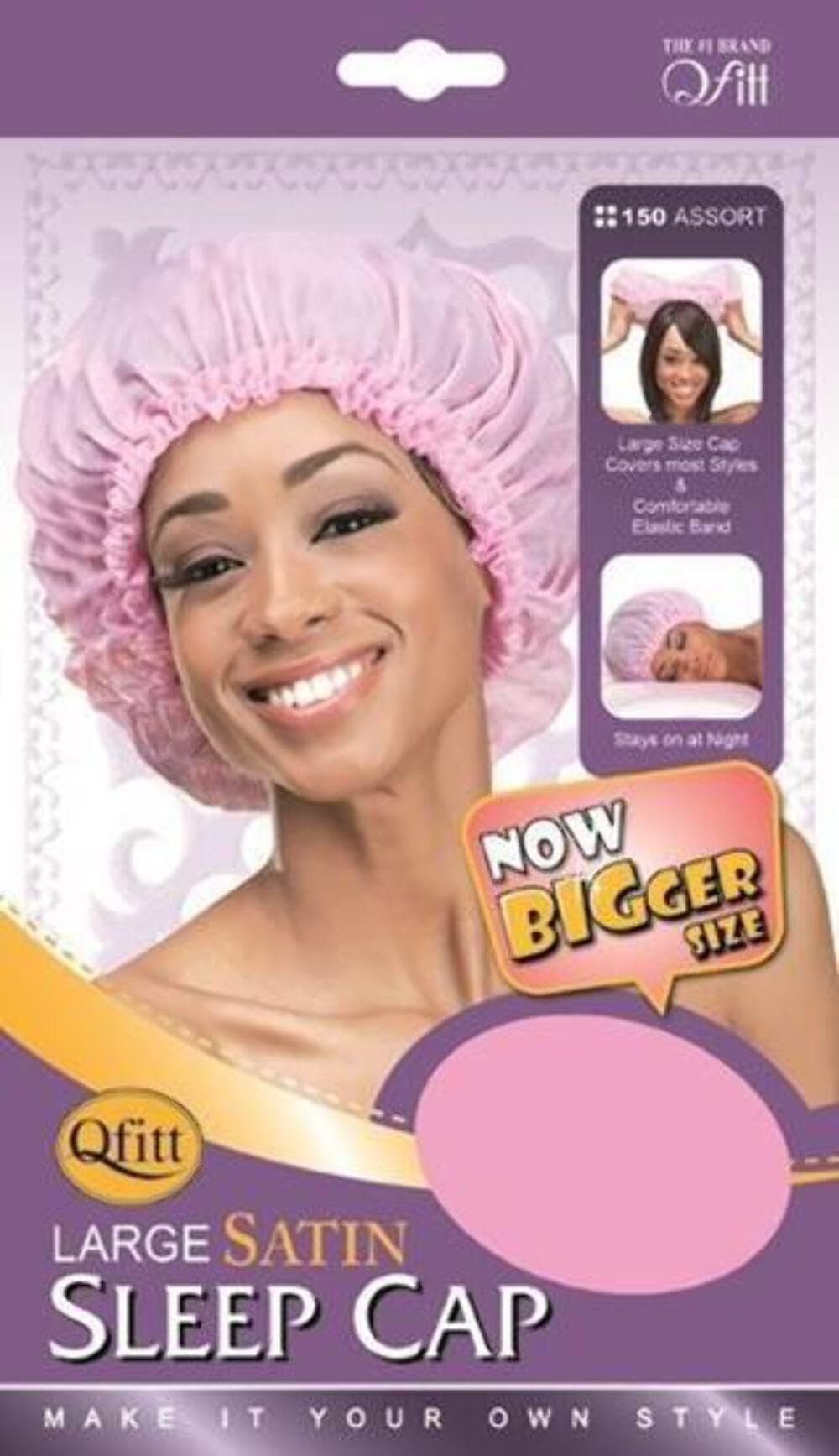 Qfitt Large Satin Sleep Cap RED Beauty and Personal Care Qfitt Large Satin Sleep Cap RED