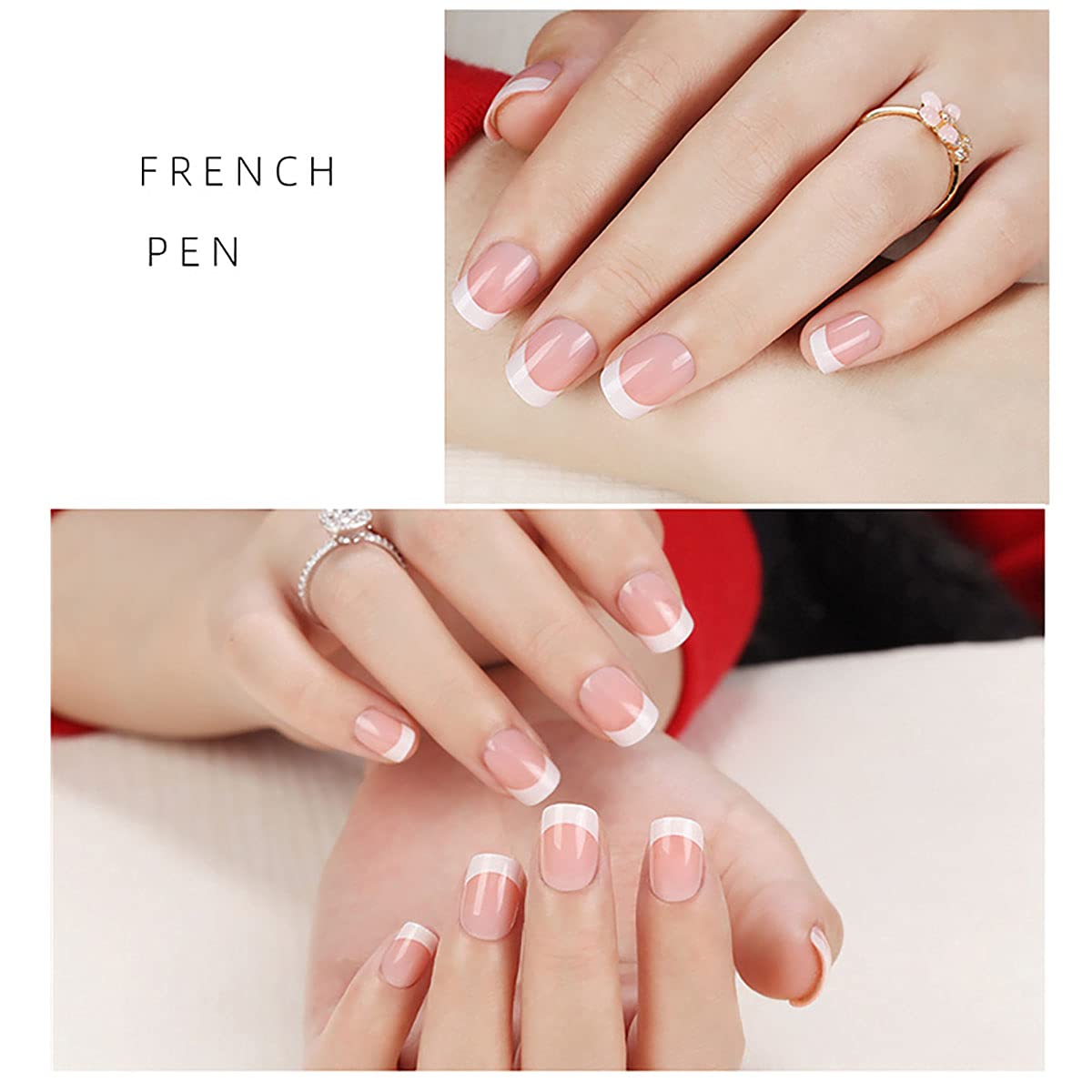 JERCLITY 6pcs French Tip Nail Brushes Set 3pcs Half Moon Shape Silver Handle 3pcs Oblique Head Black Handle Nail Brushes UV Gel Acrylic Painting
