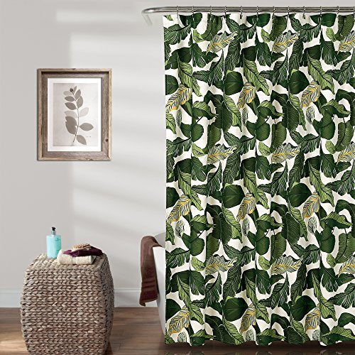 Lush Decor Tropical Paradise Shower Curtain Single 72" W x 72" L Green - Tropical Shower Curtains for Bathroom - Bathroom Curtain - Coastal Decor