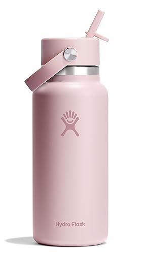 Hydro Flask Water Bottle - Insulated Stainless Steel - Wide Mouth Flex Straw Lid, Non Spill, Leakproof and Refillable in 32 Oz Tonal Trillium