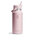Hydro Flask Water Bottle - Insulated Stainless Steel - Wide Mouth Flex Straw Lid, Non Spill, Leakproof and Refillable in 32 Oz Tonal Trillium