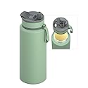 Asobu Boulder Puramic Insulated Sport Water Bottle with Dual Function Flip Open and Straw Lid for Hot Coffee and Cold Ice Coffee with Ceramic Coating…