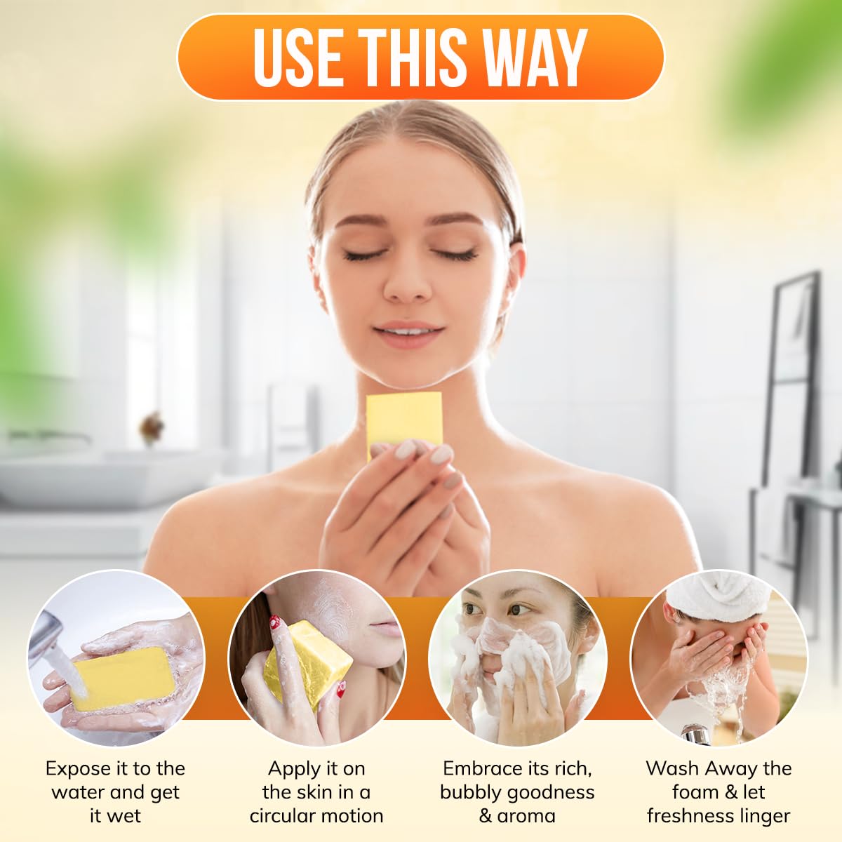 Reshma Beauty Turmeric Soap | Infused with Turmeric Extract, Olive Oil, Coconut Oil (Pack Of 1), 5.05 oz