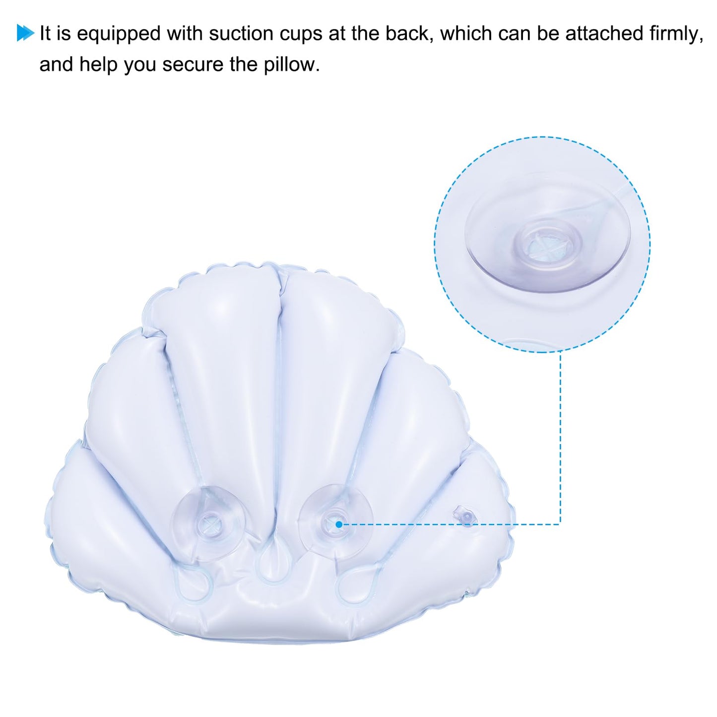 PATIKIL Inflatable Bath Pillow with Suction Cups, 2 Pack Terry Cloth Covered Shell Shape Soft Bath Spa Cushion Neck Support for Bathtub Hot Tub (Blue Beauty and Personal Care PATIKIL