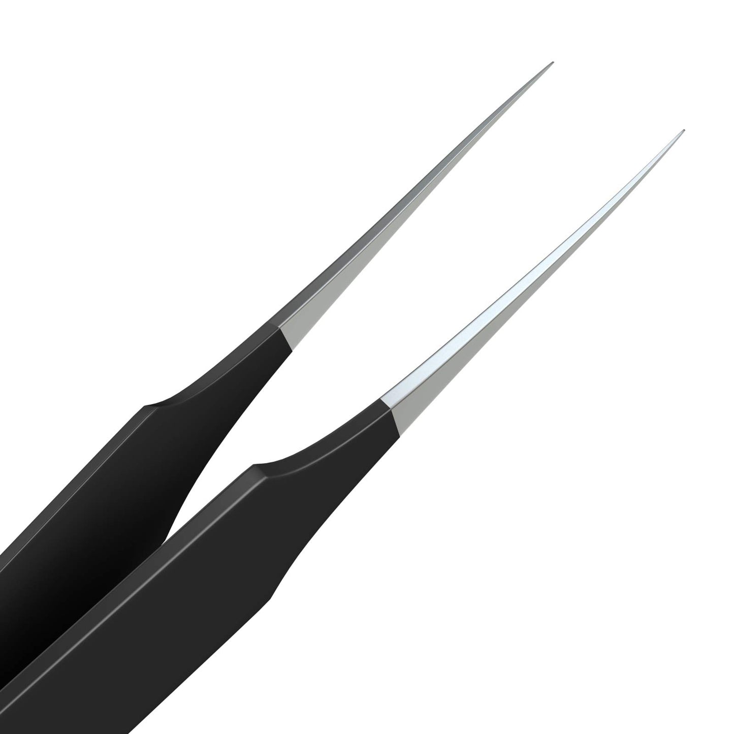 Tweezees Precision Black Stainless Steel Tweezers | Professional Slant Tip & Splinter Tip Tweezer For Eyebrows | Extra Sharp Hair Removal Tool |