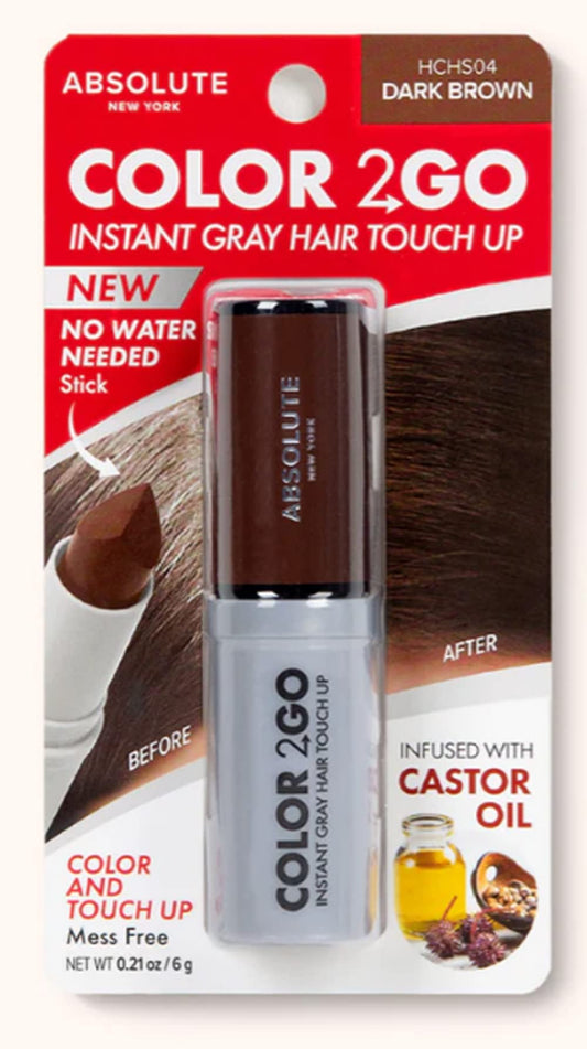 Absolute New York Color 2 Go - Instant Root Touch Up Hair Stick (HCHS04 Dark Brown, .21 oz)