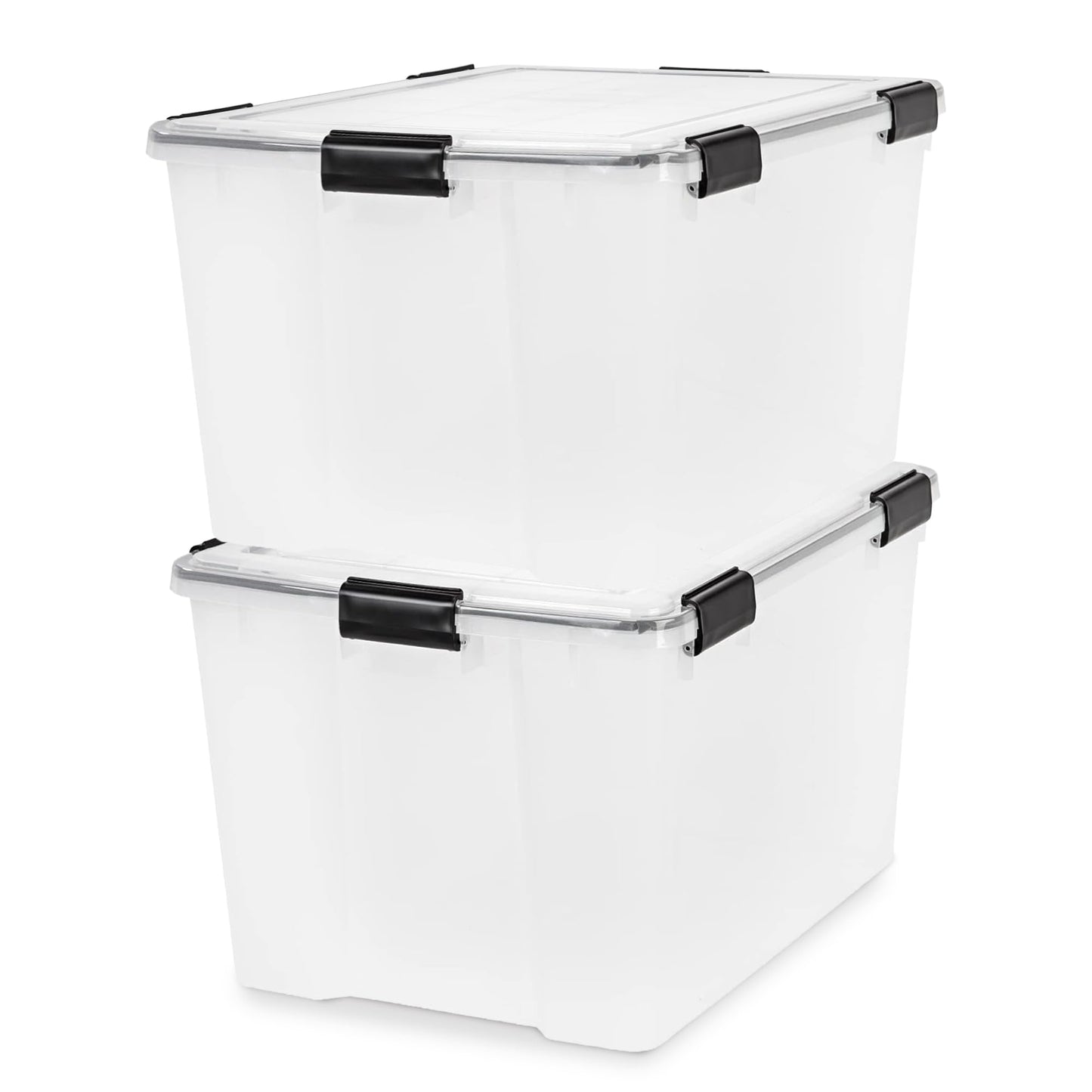 IRIS USA WeatherPro 74 Qt Storage Bins with Lids, 2 Pack, BPA-Free Plastic Gasket Box with Tight Latch and Seal, Stackable Nestable Tote Tub…