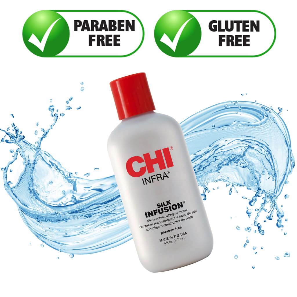 CHI Infra Silk Infusion, Leave-In Reconstructing Treatment To Strengthen & Protect All Hair Types, Alcohol-Free, 6 Oz