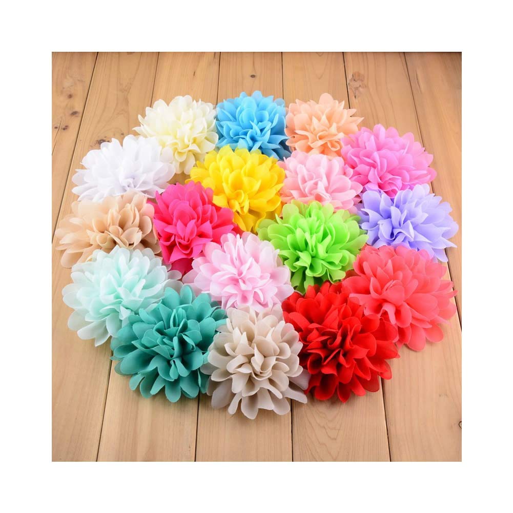 Lawie 20 Pack Silk Large Artificial Chiffon Flower Hair Clips Fabric Floral Brooch Pins Alligator Hairpins Barrettes Wedding Bridal Prom Party Hair