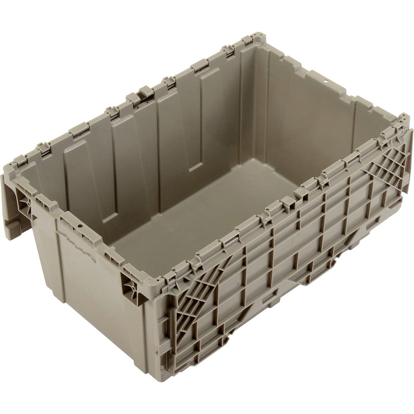 Global Industrial Distribution Container With Hinged Lid, 27-3/16x16-5/8x12-1/2, Gray