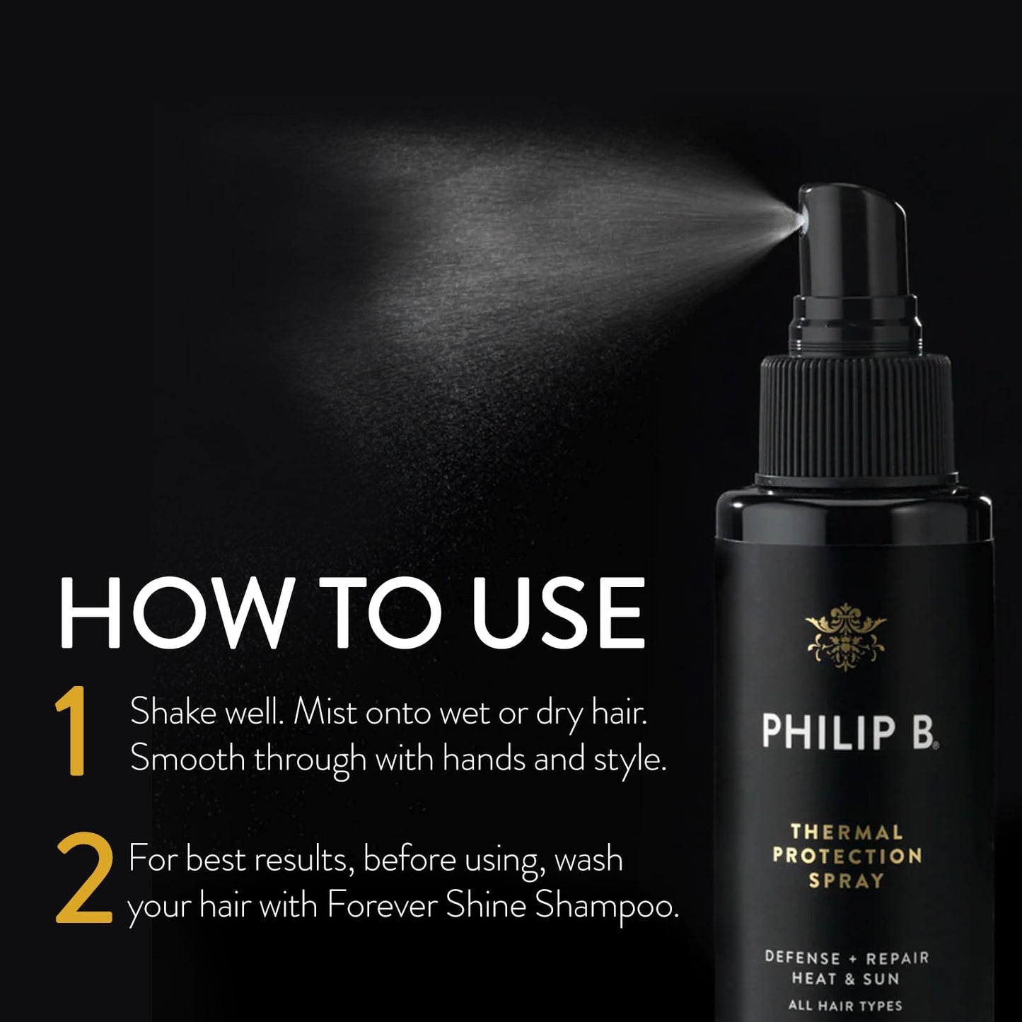 PHILIP B Thermal Protection Spray 4.2 oz. (125 ml) | Plump, Shine & Protect Hair from Heated Hair Tools