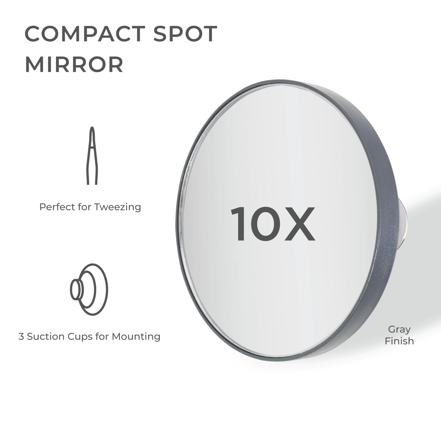 Zadro Compact Spot Mirror, Powerful 10X/15X or 20X Magnifications Travel Mirrors with Suction Cups, Mini Purse-Size Mirror-for-Makeup, Tweezing,