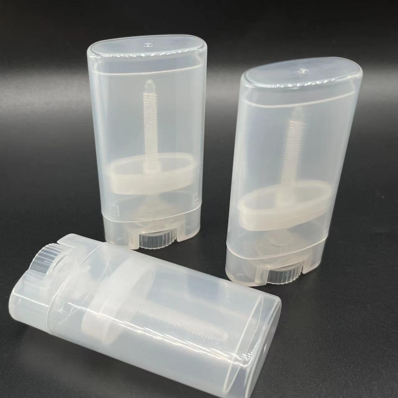 Elandy 15ml Empty Oval Lip Balm Tubes Deodorant Containers Lip Balm Tubes Lip Gloss Container Holder With Caps Clear/White Pack of 6pcs (Transparent)
