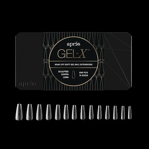 Apres Gel-X® Coffin Box of Nail Tips | 280 Gel-X Tips, Soft Tips, 14 Sizes 00-9 | Half-sizes Included (Sculpted Coffin Long, 280 Count) Beauty & Personal Care APRÉS