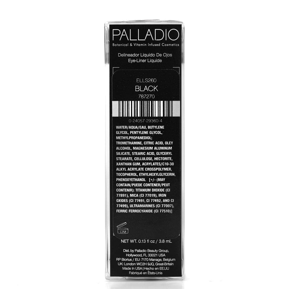 Palladio Liquid Eyeliner, Black, Highly Pigmented, For Intense Eye Definition, Smear-proof Liquid Eyeliner, Includes Easy Grip Wand and Felt Tip