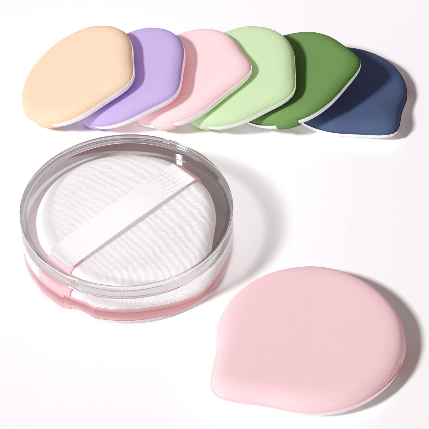 MOHOPE 8Pcs Air Cushion Makeup Puffs for Foundation with Portable Box, No Latex Blending Sponge for Liquid, Cream, Foundation and Powder, Teardrop