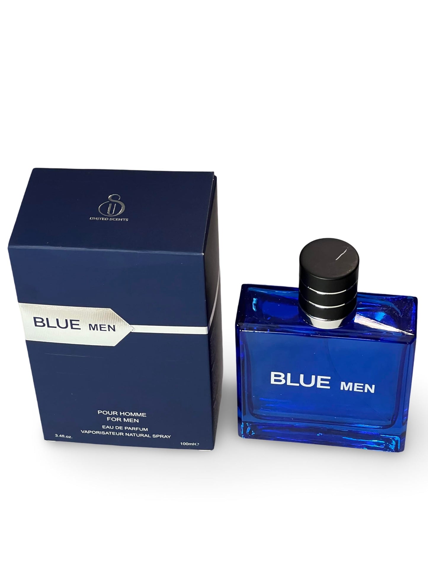 United Scents BLUE MEN Eau de Parfum for Men, 3.4 Fl Oz, Notes: Grapefruit, Lemon, Mint, Vetiver