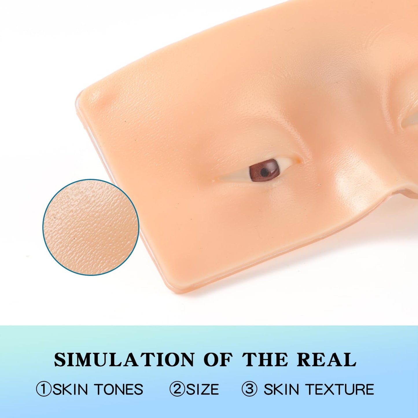 Bueuo Makeup Practice Face Board, 3D Reusable Silicone Make up Mannequin Face with 5PCS Makeup Brush, Eye Make up Practice Board for Beginner or