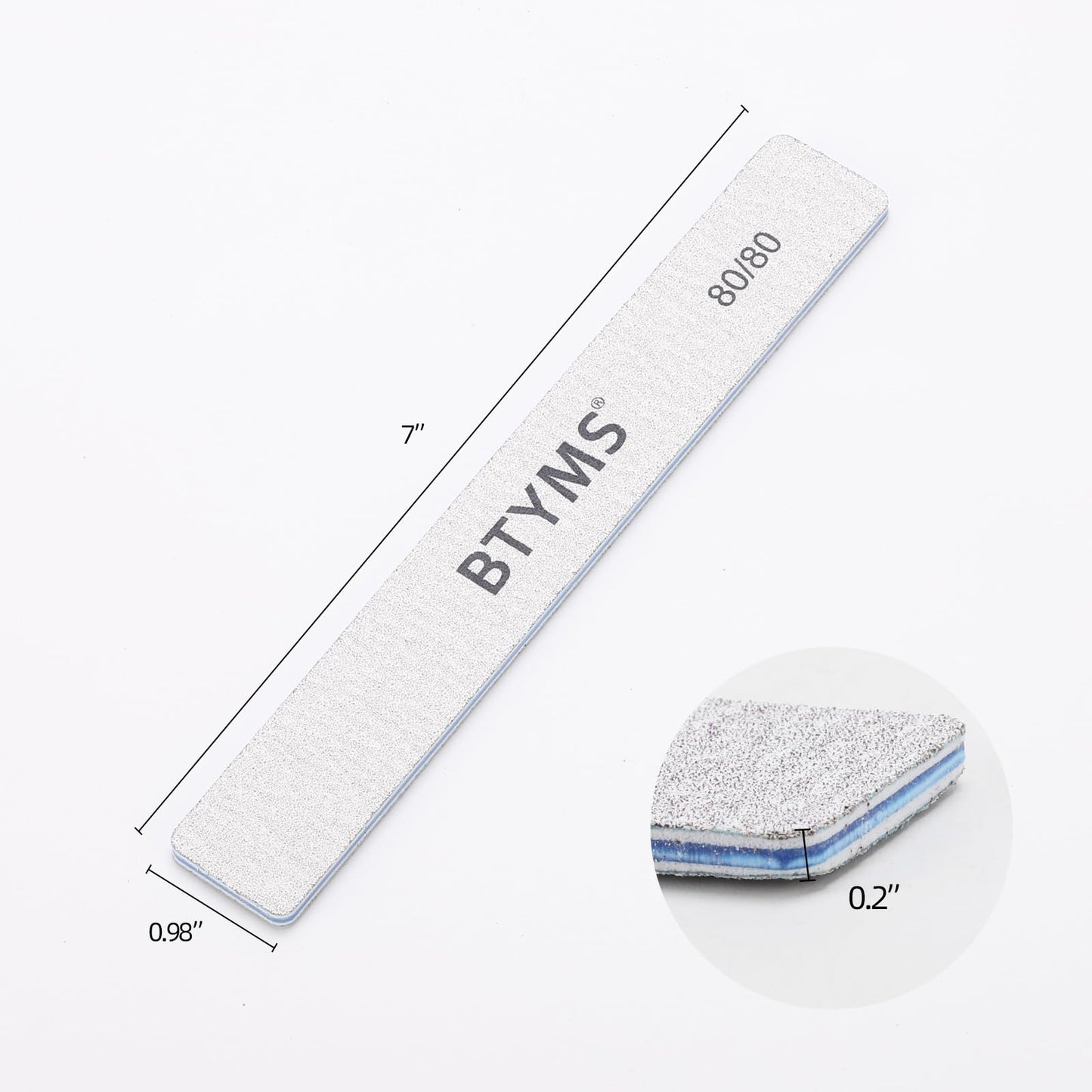 10 Count 80/80 Grit Rectangle Nail Files for Acrylic Nails, Reusable Buffering Files Double Sided Emery Boards for Nails Beauty and Personal Care BTYMS