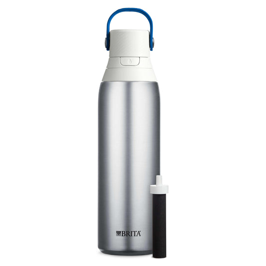 Brita Stainless Steel Premium Filtering Water Bottle, BPA-Free, Reusable, Insulated, Replaces 300 Plastic Water Bottles, Filter Lasts 2 Months or 40