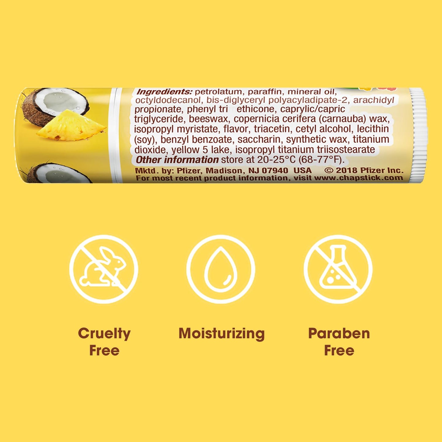 ChapStick Bulk Lip Balm, Aloha Coconut, 12-Pack – Luscious & Tropical Lip Moisturizer, 0.15 Ea