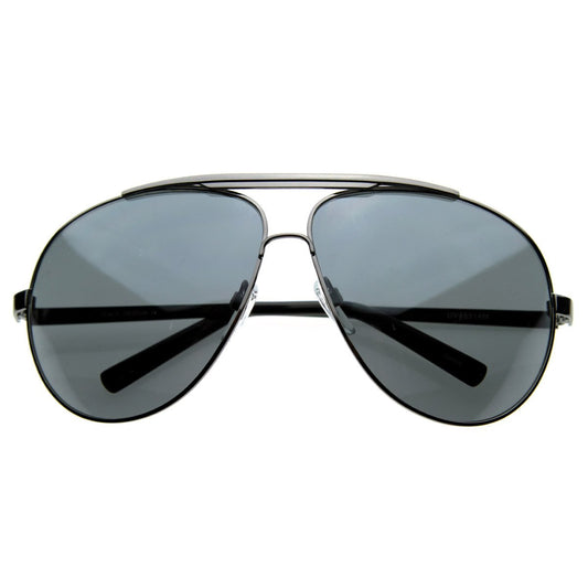 zeroUV Oversized Aviator Sunglasses for Men and Women, UV400 Protected 80s Style Large Aviators 70mm (Gunmetal/Smoke)