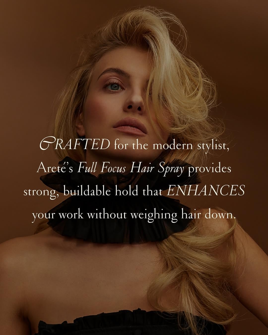 ARETÉ Full Focus Finishing Hair Spray, Strong, Buildable Hold, Shiny Finish, Anti Frizz Hairspray for Women Fine Hair with Edelweiss, Wild Carrot