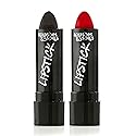 Vivid Black and Red Lipstick - 2 Pack Combo - Bold, Translucent, No Sheen Lip Color With Matte Finish - Makeup and Cosmetics by Splashes & Spills