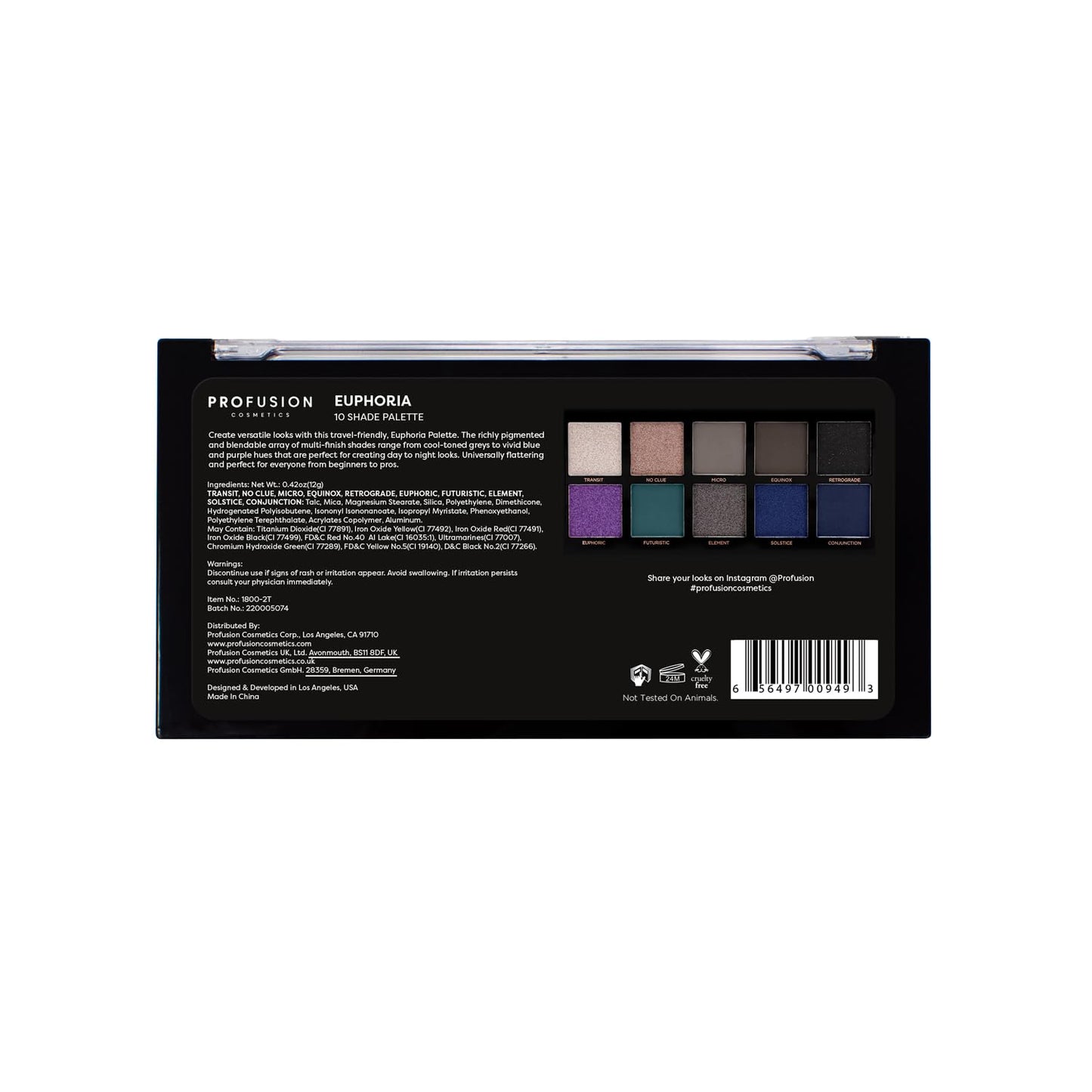 Profusion Cosmetics Euphoria 10 Shade Eyeshadow Palette