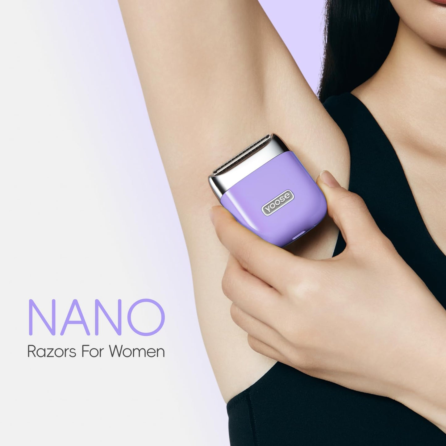 yoose Electric Razors for Women, IPX7 Alloy Body Bikini Trimmer for Women (USB-C, Trimmer Comb, Multi Shaving Modes), Portable Size, Taro Purple Beauty and Personal Care yoose