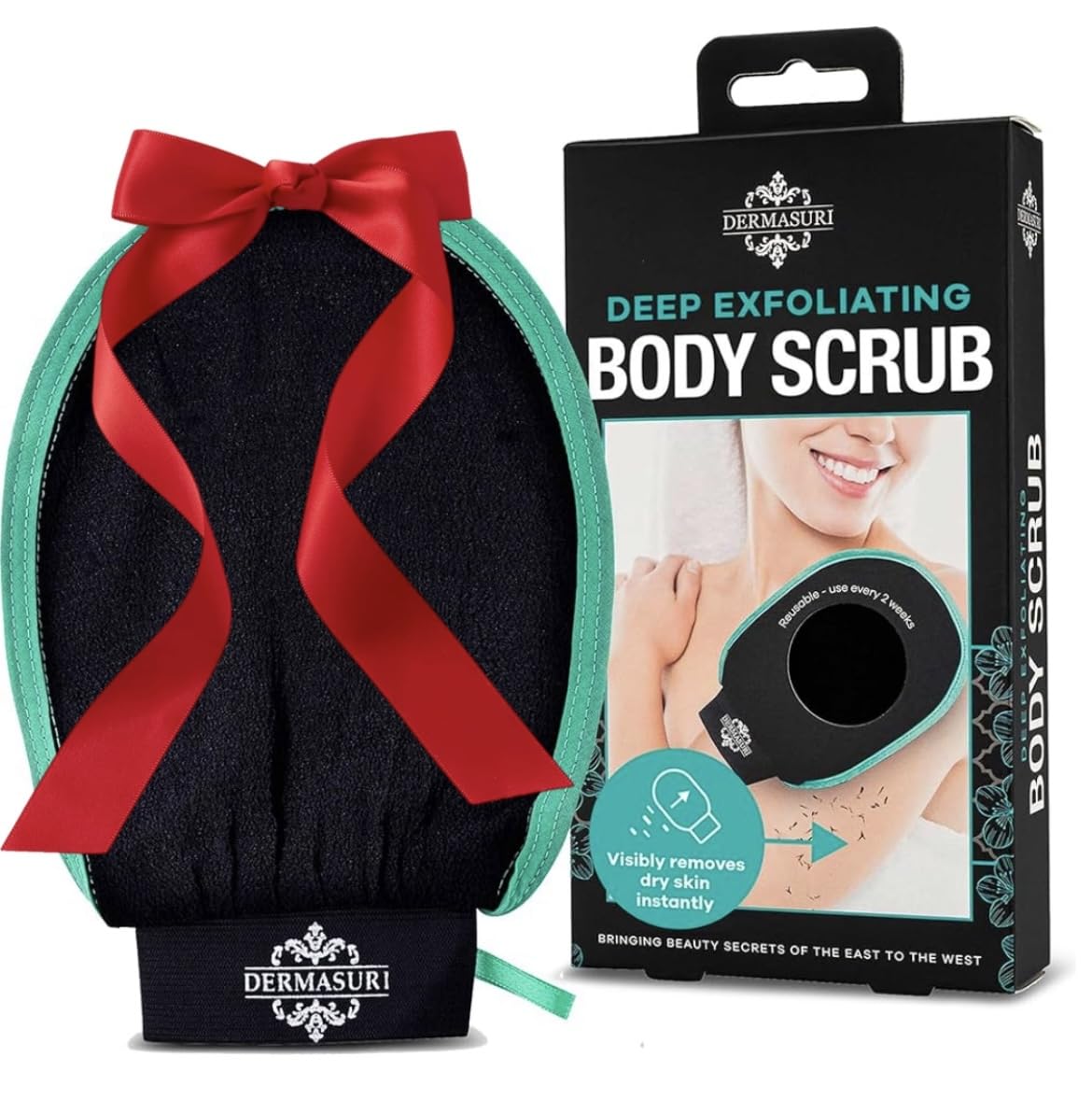 Dermasuri Deep Exfoliating Glove, Korean Body Scrubber Mitt for Dead Skin Removal, Polishing & Keratosis Pilaris Treatment, Shower Skincare, 1-Pack