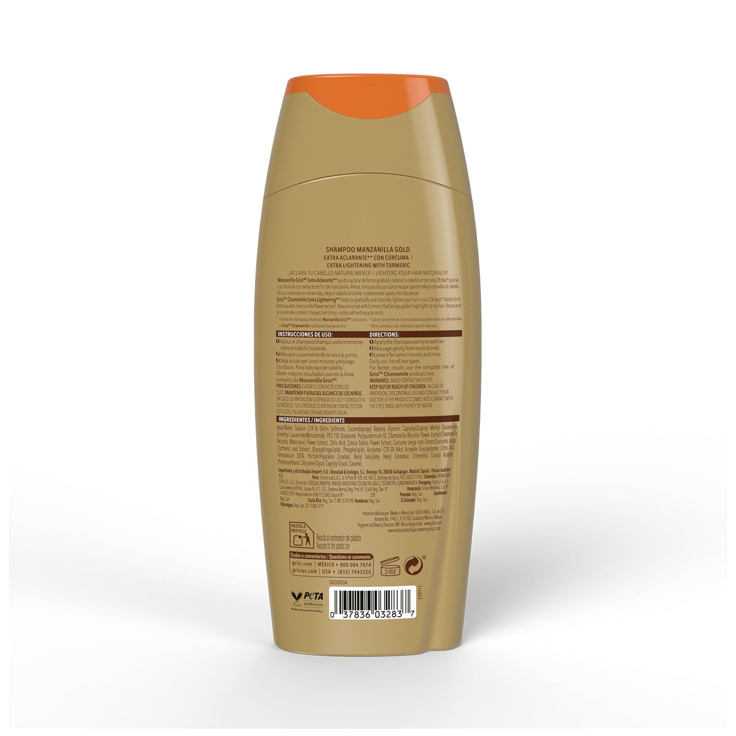 Grisi Manzanilla Gold Extra Lightening Shampoo with Chamomile Extract & Turmericfor Naturally Brighter, Soft & Luminous Hair | Extra Lightening