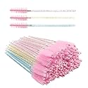 300 Pack Glitter Mascara Wands Disposable EyeLash Spoolie Brushes Makeup Applicator Eyelash Extension Tool Kit (3 colors mix)