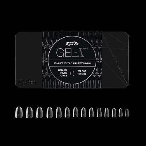 Apres Gel-X® Round Box of Nail Tips | 280 Gel-X Tips, Soft Tips, 14 Sizes 00-9 | Half-sizes Included (Natural Round Short, 280.00 Fl Oz (Pack of 1)) Beauty & Personal Care APRÉS