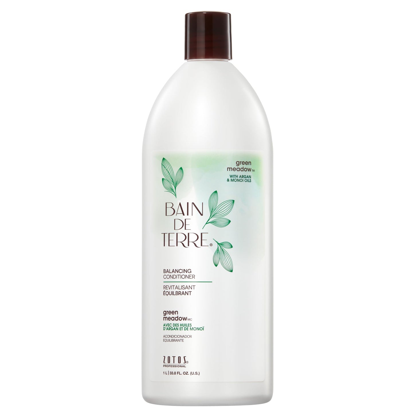 Bain de Terre Green Meadow Balancing Conditioner, Gentle Moisture Balance for Soft, Silky & Bouncy Hair with Argan & Monoi Oils, Paraben-free