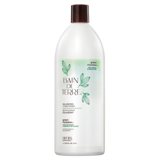 Bain de Terre Green Meadow Balancing Conditioner, Gentle Moisture Balance for Soft, Silky & Bouncy Hair with Argan & Monoi Oils, Paraben-free