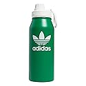 adidas Originals 1 Liter (32 oz) Metal Water Bottle, Hot/Cold Double-Walled Insulated 18/8 Stainless Steel, Green/White, 32 Ounces