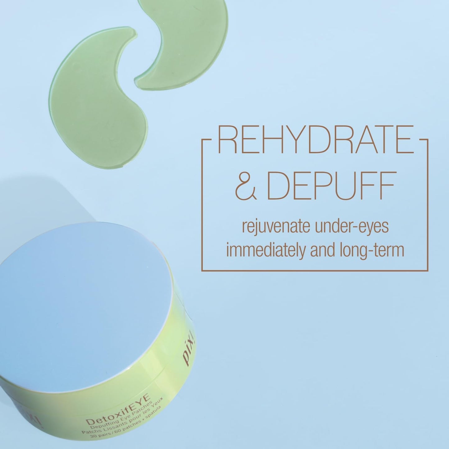 Pixi DetoxifEYE Depuffing Hydrogel Eye Patches with Cucumber, Hyaluronic Acid & Caffeine for Puffy Eyes and Dark Circles | Treats Tired Eyes