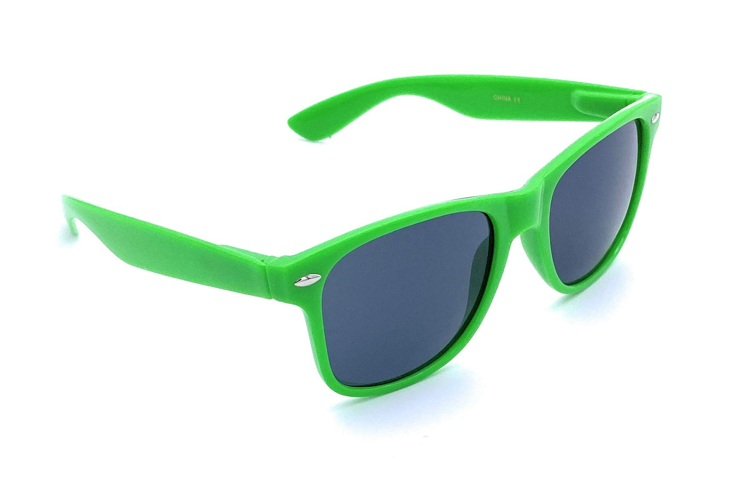 Retro Style Sunglasses - Bright Neon or Solid Colors with Classic 80's Style Design (Neon Green)