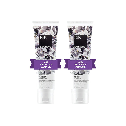 IGK EXPENSIVE Clear Gloss Top Coat | Shine + Strengthen + Smooth | Vegan + Cruelty Free | 4.2 Oz (Pack of 2)