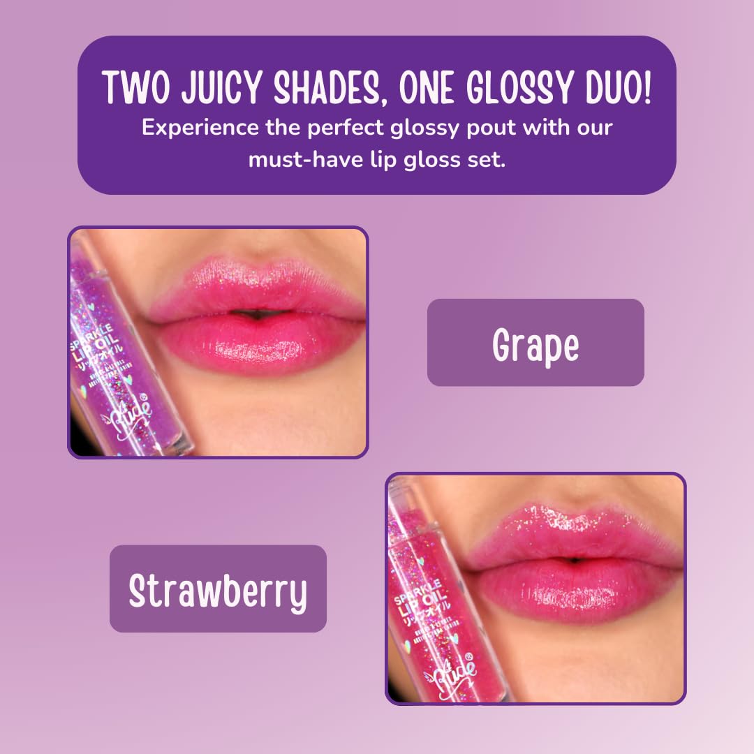 RUDE Cosmetics Lip Oil for Women, Hydrating Lip Gloss Oil Set, Lightweight & Nourishing, Moisturizing Care with a Glossy Finish, Ideal for On-the-Go