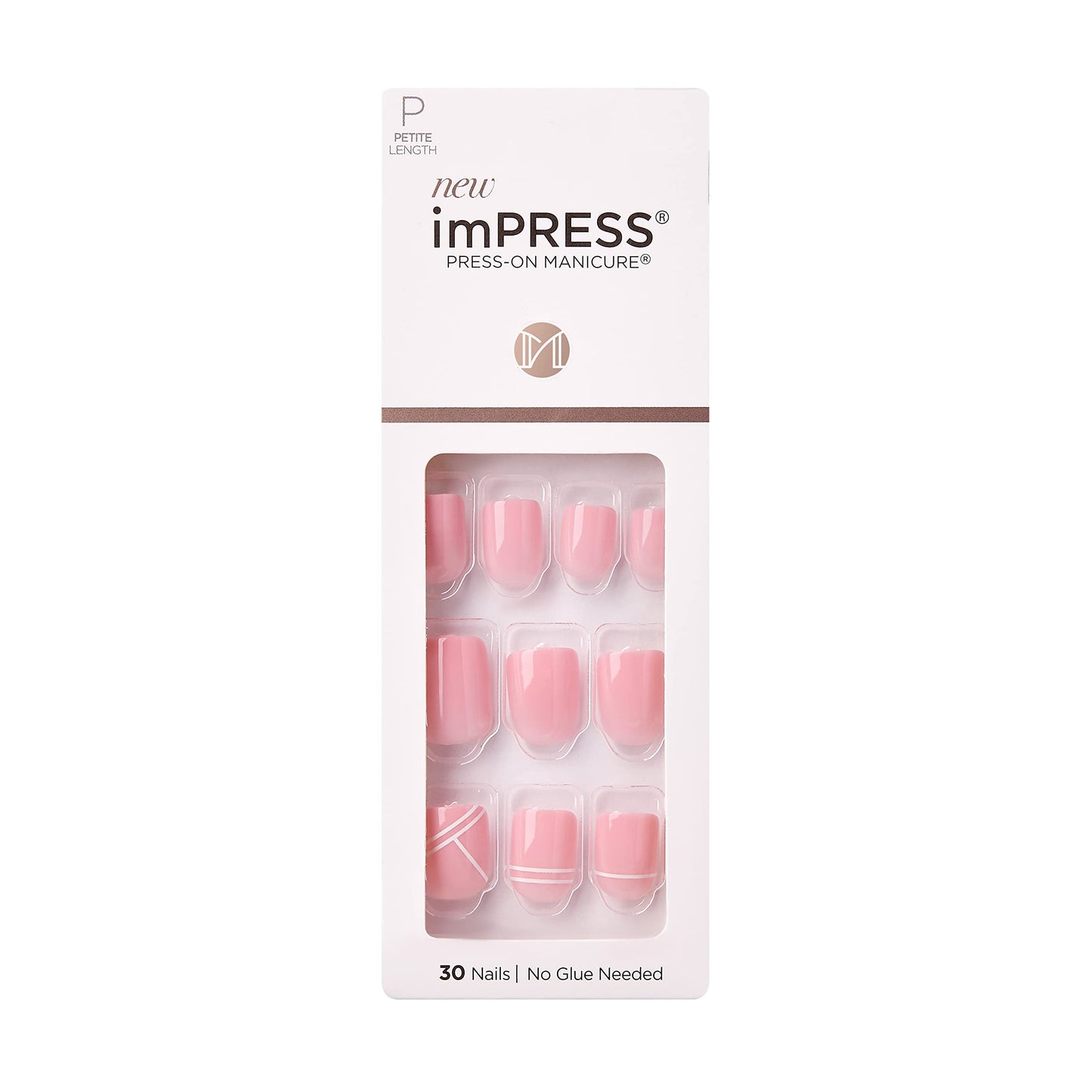 KISS imPRESS No Glue Mani Press On Nails, Design, 'Timeless Day', Pink, Petite Size, Squoval Shape, Includes 30 Nails, Prep Pad, Instructions Sheet, 1 Beauty & Personal Care imPRESS
