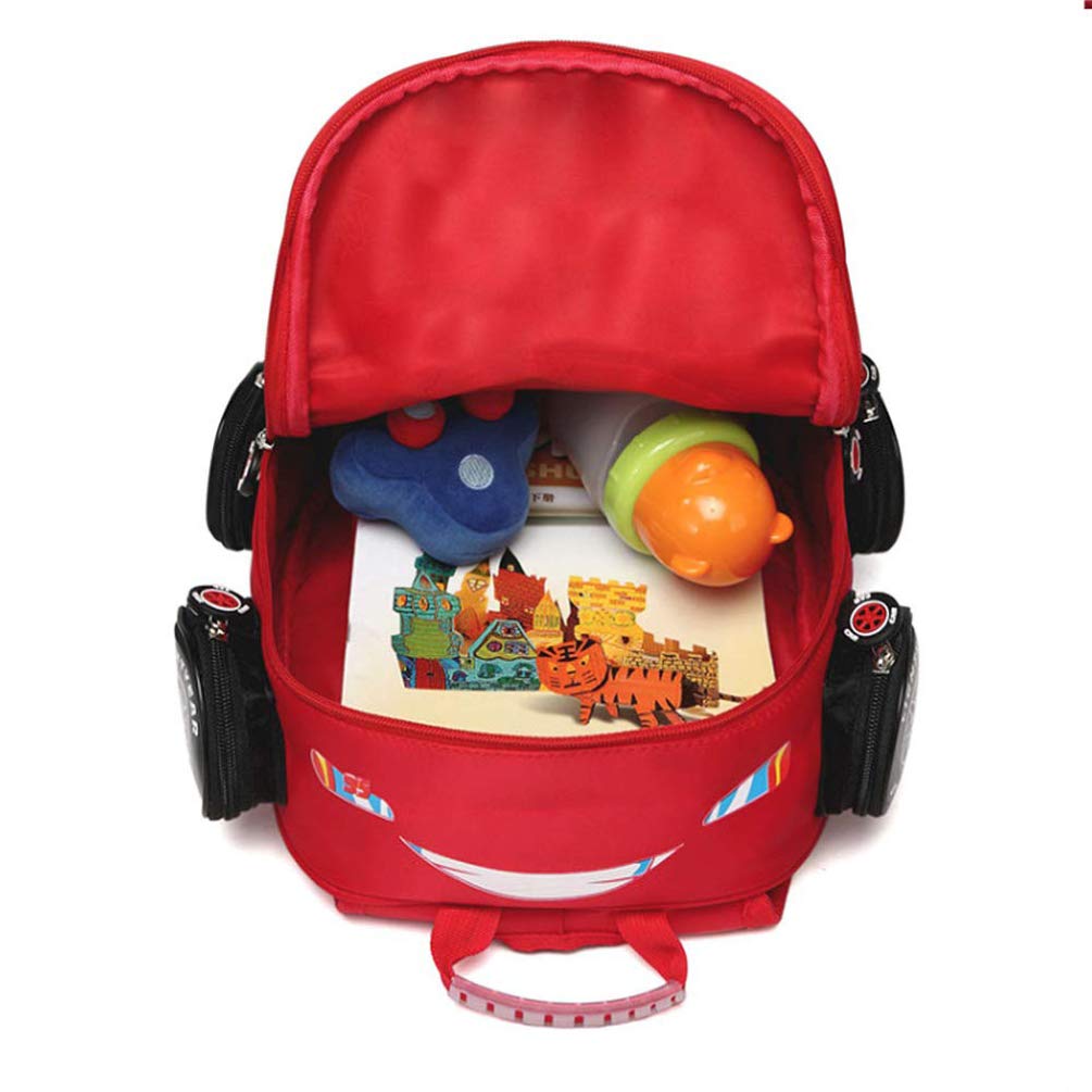 QWZY Toddler Boys Girls Backpack Waterproof Cartoon Truck Car Kindergarten Child Snack School Bag (Red)