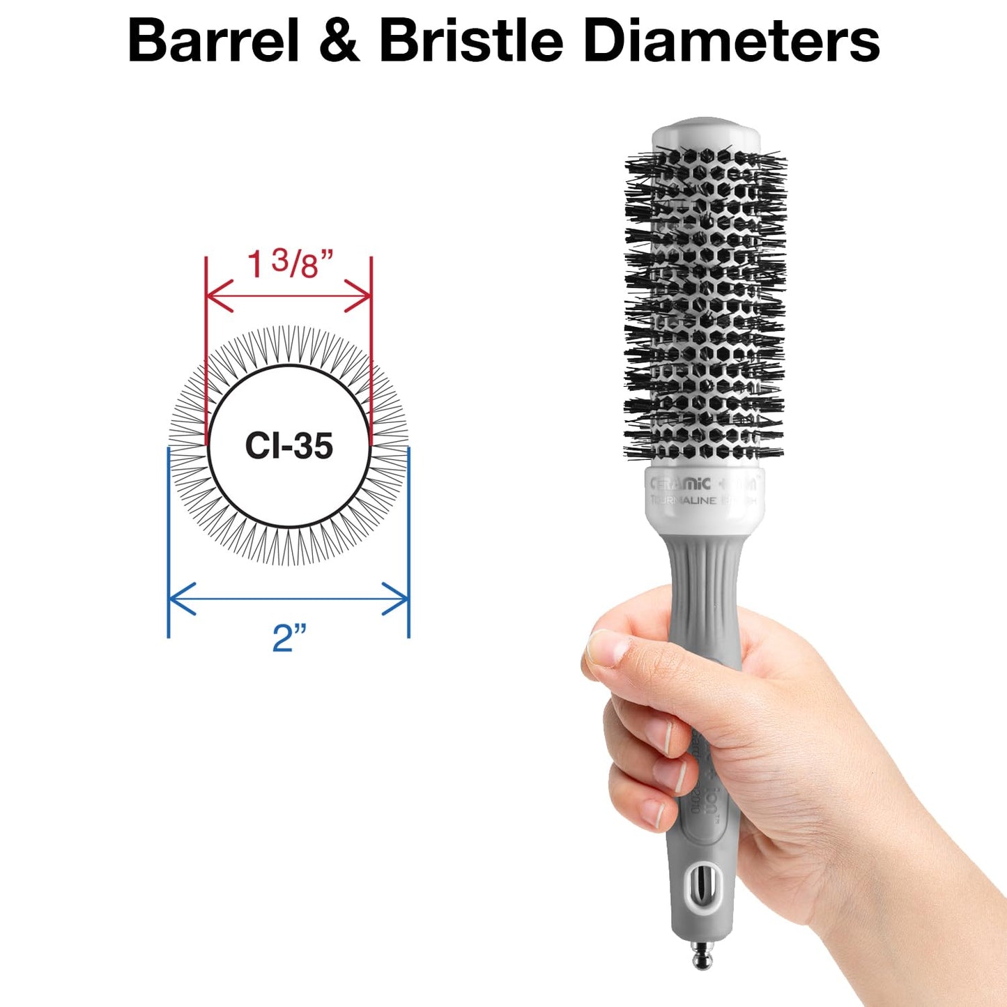 Olivia Garden Ceramic + Ion Round Thermal Hair Brush - Not Electrical - Professional Blowout Brush for Normal to Thick Hair - 1.38"-Diameter Barrel