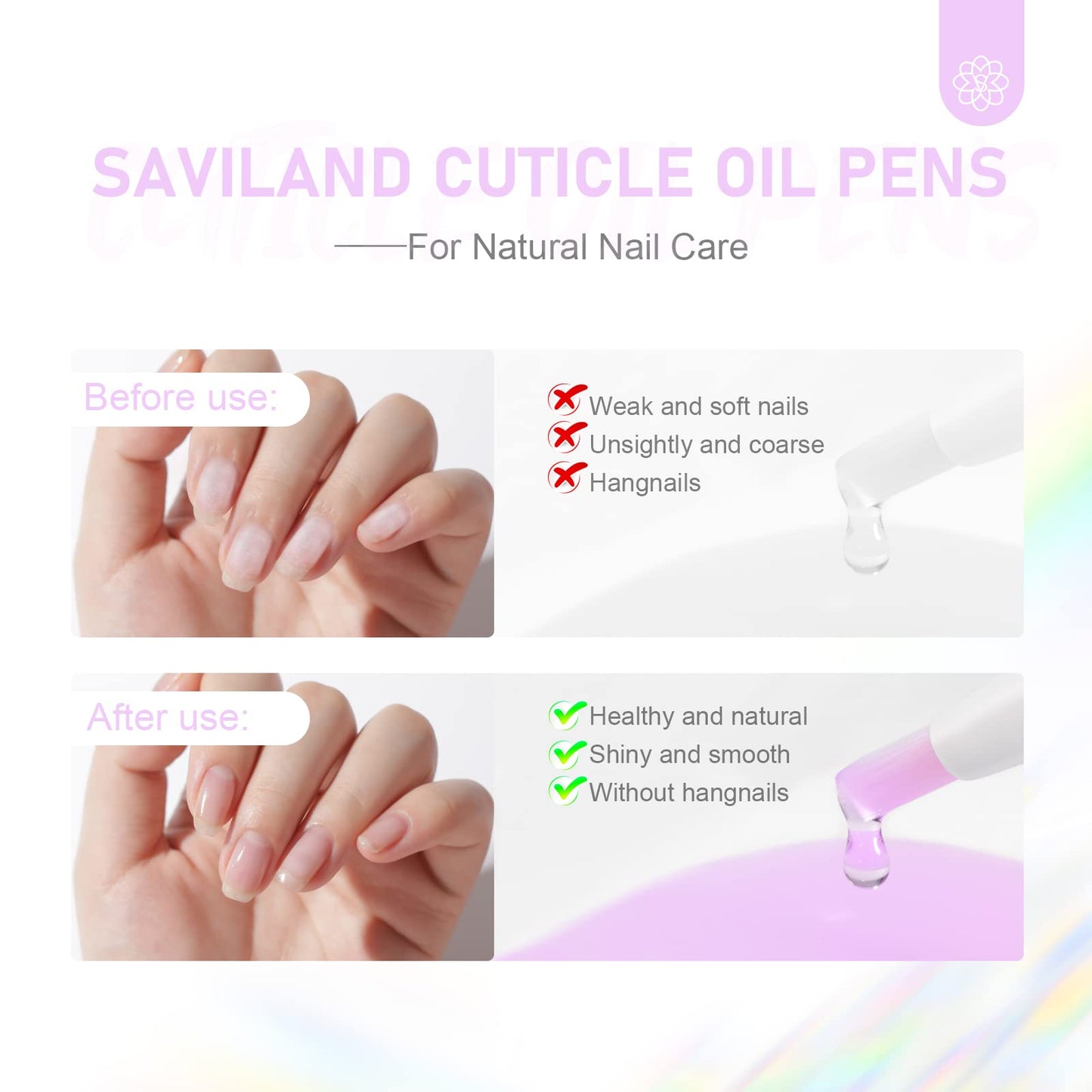 SAVILAND Cuticle Oil Triple Essential: 50ml Vitamin E & C Jasmine Gentian Grapeseed Nail Growth Oil Ultra Repair Nourish Soothe Cuticle Oil For Nails Beauty and Personal Care SAVILAND