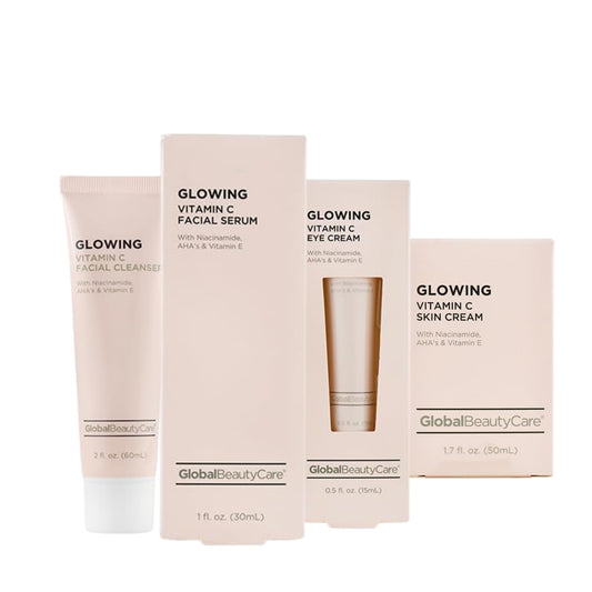 Global Beauty Care Vitamin C Skincare Set - Facial Cleanser (2.5oz), Facial Serum (1oz), Eye Cream (0.5oz), Skin Cream (1.7oz) - with Niacinamide