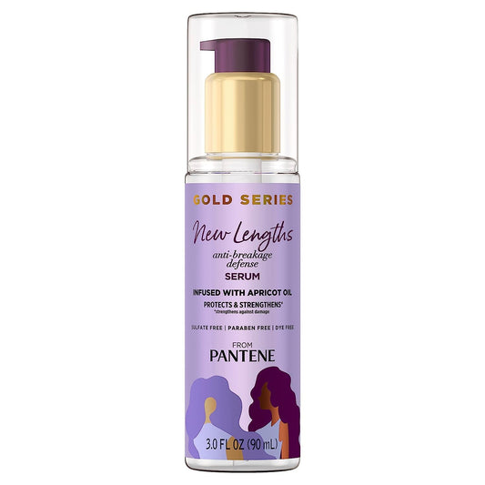 Pantene Gold Series New Lengths Anti-Breakage Defense Serum, Infused with Apricot Oil, Protects & Strengthens, for Natural, Textured, Curly, Coily