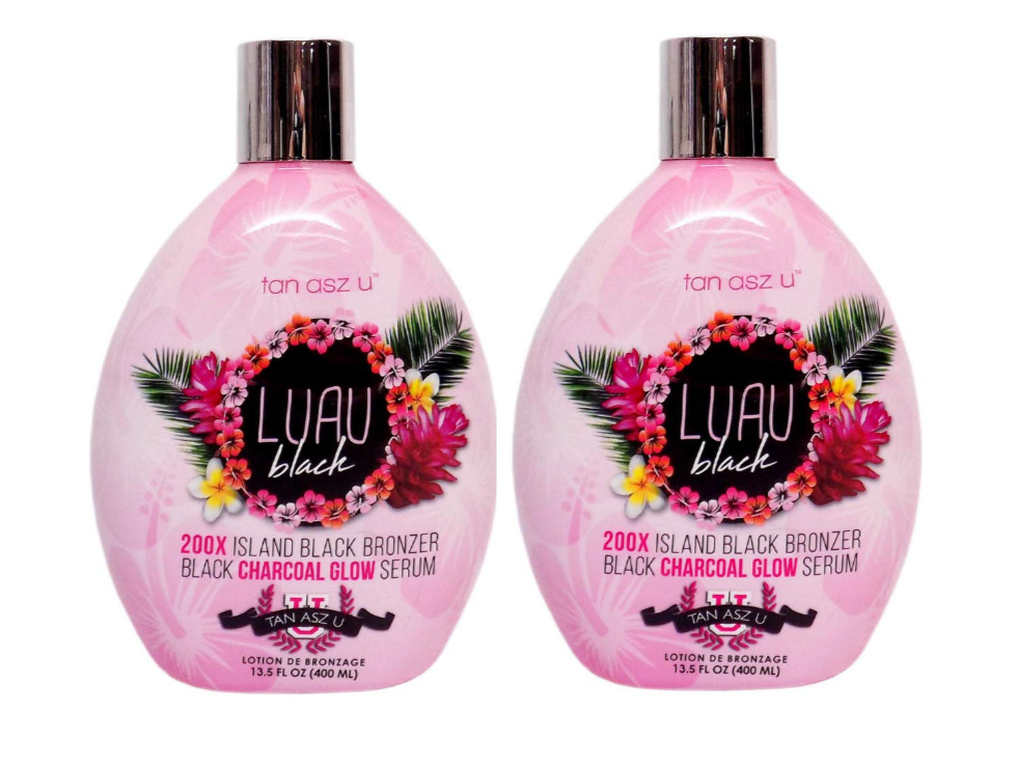 2-PACK Tan Asz U Luau Black 200X Island Black Bronzer Tanning Lotion - Ultra Dark Tanning Accelerator with Skin Hydrating & Smoothing Blend, 13.5 oz