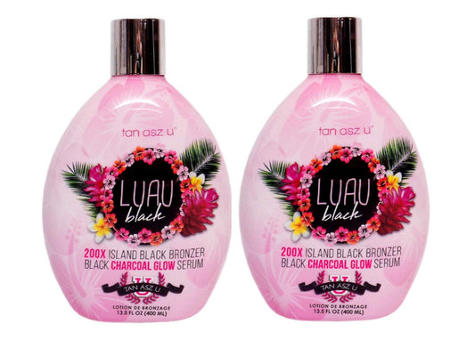 2-PACK Tan Asz U Luau Black 200X Island Black Bronzer Tanning Lotion - Ultra Dark Tanning Accelerator with Skin Hydrating & Smoothing Blend, 13.5 oz